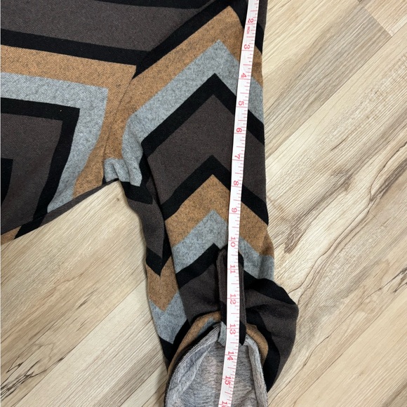 Tacera Womens Neutral Multicolor Chevron Large 3/4 Sleeve Knit Midi Dress - Picture 13 of 13